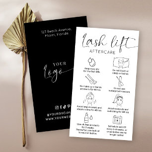 Minimalist Salon Eyelash Lift & Tint After Care Business Card
