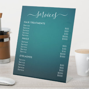 Minimalist Salon Services Price List Pedestal Sign