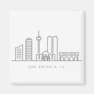Minimalist San Antonio Skyline Line Art Magnet