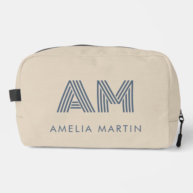 Minimalist Sand Beige Monogram Dopp Kit (Front)