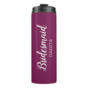 Minimalist Sangria Purple Bridesmaid Name Thermal Tumbler
