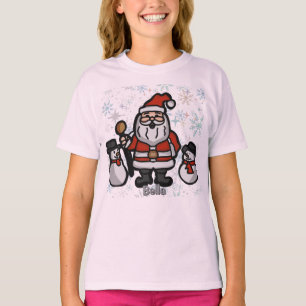 Minimalist Santa and Penguins in snowy holiday T-Shirt