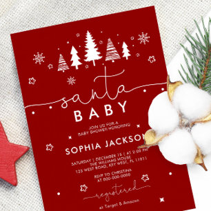 Minimalist Santa Baby Shower Invitation