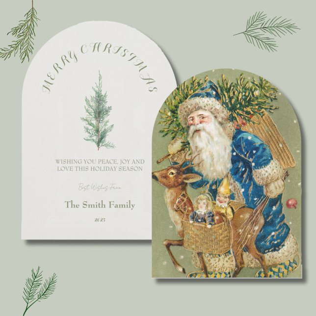 Minimalist Santa Christmas Card- Holiday Card (christmas card, santa christmas card, minimalist christmas card, vintage santa, oil painting christm)