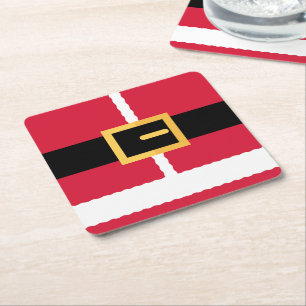 Minimalist Santa Christmas Square Paper Coaster