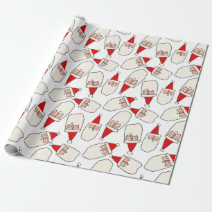 Minimalist Santa Claus Faces Christmas Pattern Wrapping Paper