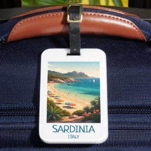Minimalist Sardinia Italy Vintage Travel Art Luggage Tag