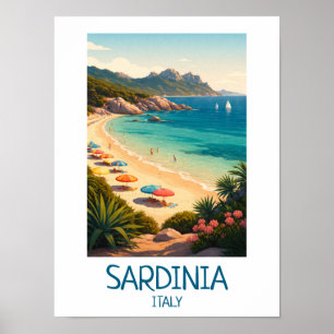 Minimalist Sardinia Italy Vintage Travel Art Poster
