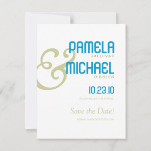 Minimalist Save the Date Aqua & Chartreuse Palette