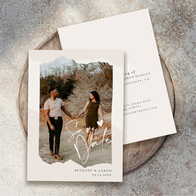 Minimalist Save The Date, Boho Photo Wedding Save The Date (Creator Uploaded)