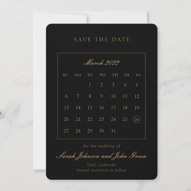 Minimalist Save the Date Calendar (Front)