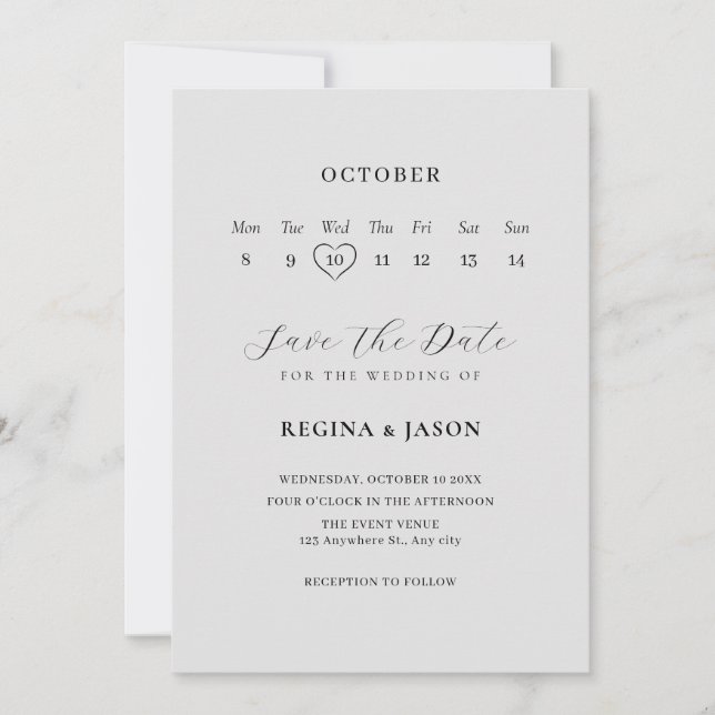 Minimalist save the date calender  (Front)