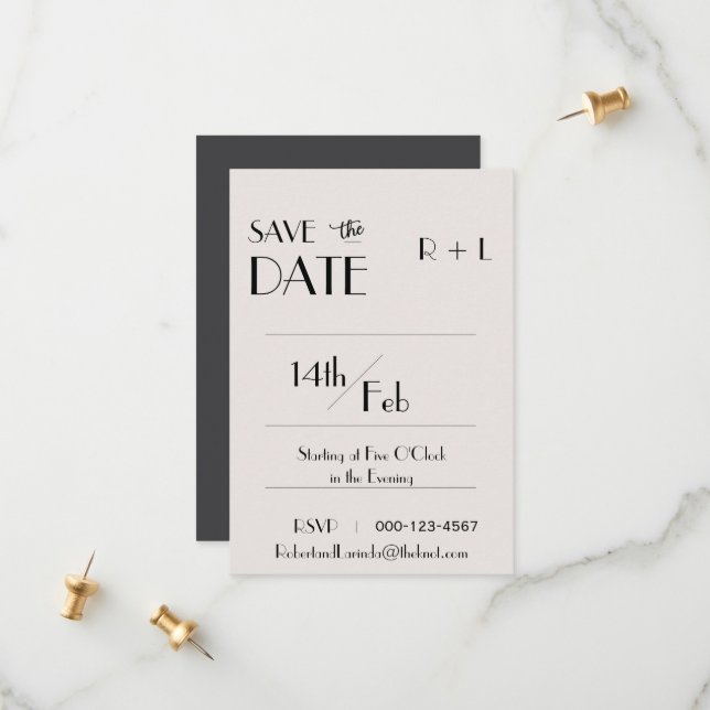 Minimalist Save The Date Card (Front/Back In Situ)