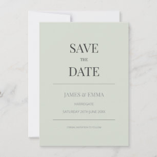 Minimalist Save the Date Card Pale Sage Green