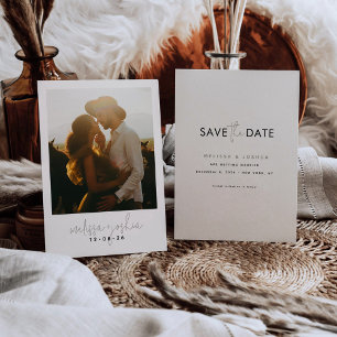 Minimalist Save the Date Card With One Photo