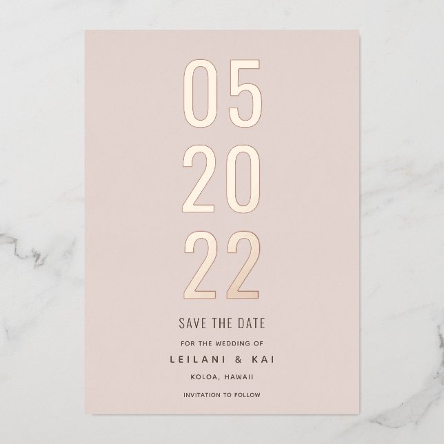 Minimalist Save the Date Dusty Pink (Front)