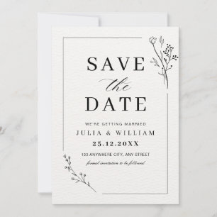 Minimalist Save the Date Floral Modern Wedding Invitation
