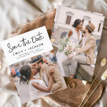 Minimalist Save the Date Handwritten Photo<br><div class="desc">Modern and Elegant Handwritten Script Photo Save the Date Wedding Card. The save the date invitation card includes a chic and stylish typography with a simple and minimalist design on a white background that you can add your customised engagement photograph picture to.</div>
