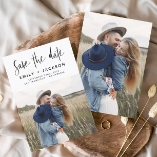 Minimalist Save the Date Handwritten Photo