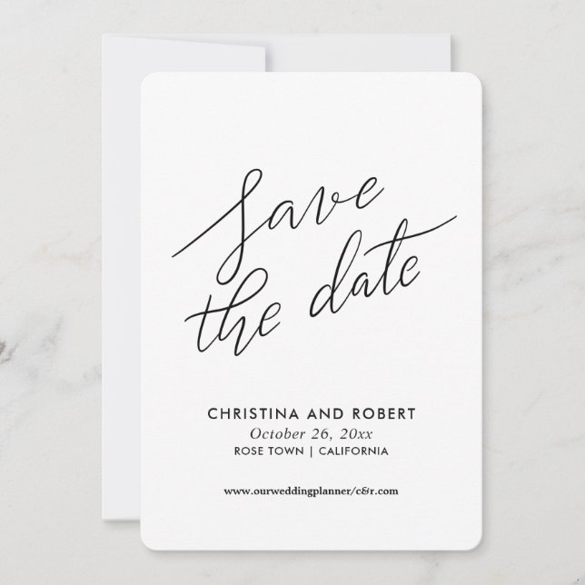 Minimalist Save The Date Handwritten Script (Front)