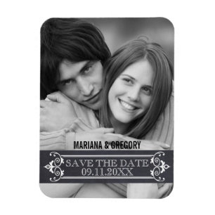 Minimalist Save the Date modern wedding photo Magnet