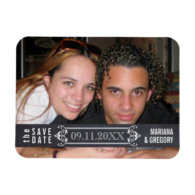 Minimalist Save the Date modern wedding photo Magnet (Horizontal)