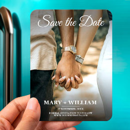 Minimalist Save the Date Photo Magnet for Couples