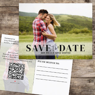 Minimalist Save the Date Photo QR Code Website Announcement Postcard
