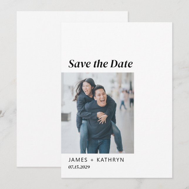 Minimalist Save the Date Photo Simple QR Code Invitation (Front/Back)