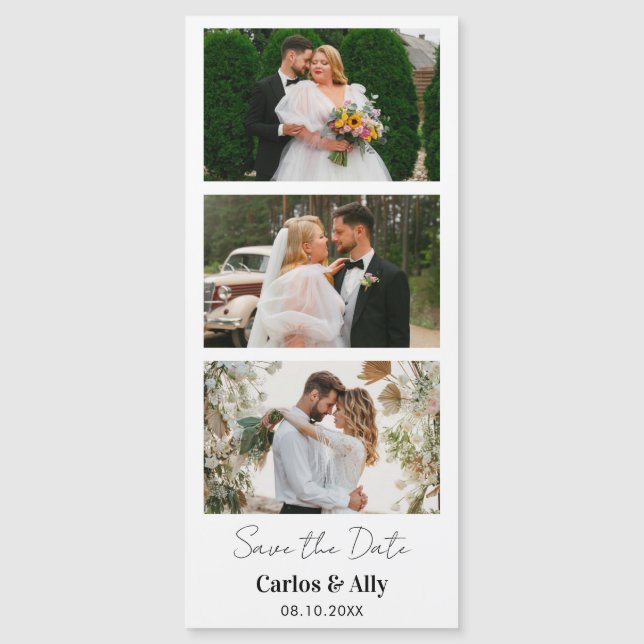 Minimalist Save The Date Wedding Photo Card Magnet (Front)