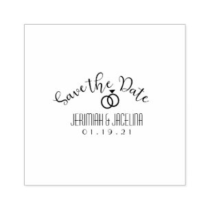 Minimalist Save the Date Wedding Ring Rubber Stamp