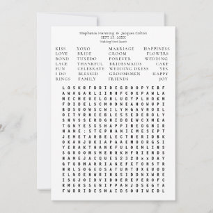 Minimalist Save the Date Word Search -All White Invitation