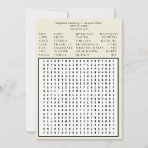Minimalist Save the Date Word Search -Beige Invitation