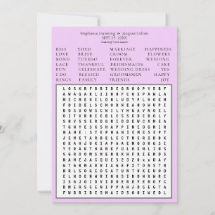 Minimalist Save the Date Word Search - Lavender Invitation