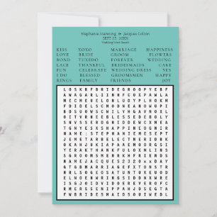 Minimalist Save the Date Word Search -Teal Green Invitation