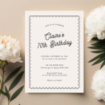 Minimalist scalloped 70th birthday party invitation<br><div class="desc">Designed to coordinate with our Scalloped Border Collection, this minimalist 70th birthday party invitation features a classic design with a unique twist - the scalloped border is one of a kind, and will surely add a slight retro feel to this modern invitation. If you want to catch your guest's attention...</div>