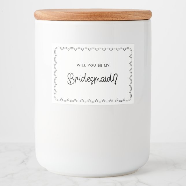 Minimalist scalloped border bridesmaid candle food label (Front)