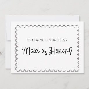 Minimalist scalloped border bridesmaid card