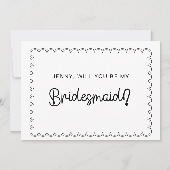 Minimalist scalloped border bridesmaid card (Front)