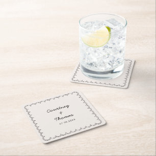 Minimalist Scalloped border Drinking Coasters