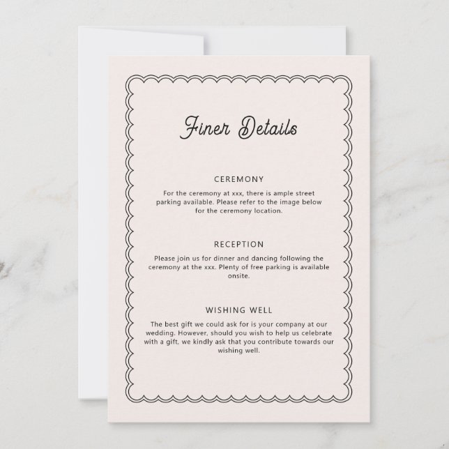 Minimalist scalloped border enclosure card (Front)