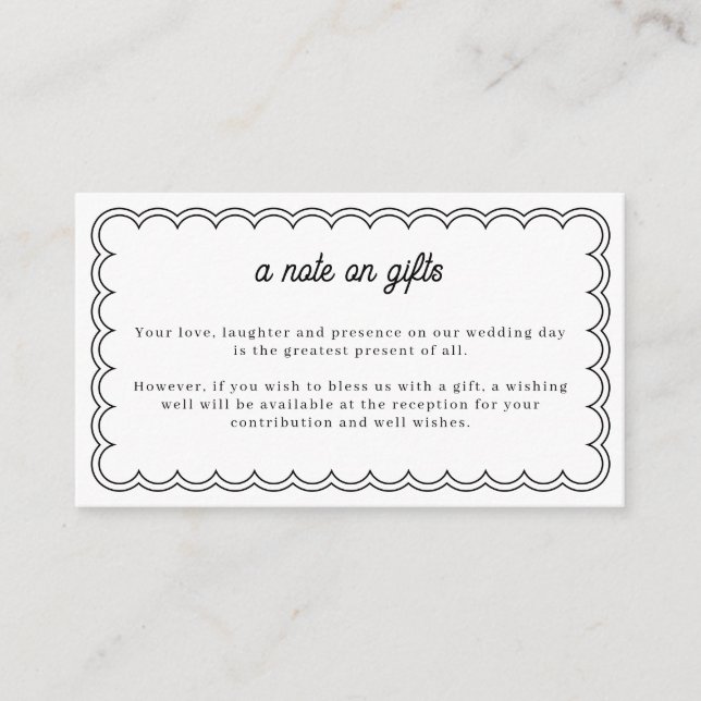 Minimalist scalloped border note on gift card (Front)