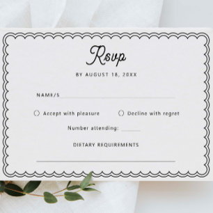 Minimalist scalloped border RSVP Reply Card