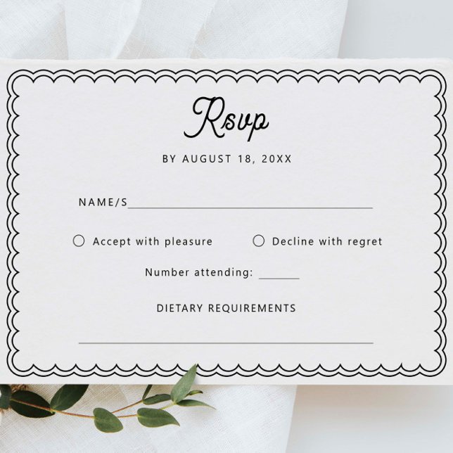 Minimalist scalloped border RSVP Reply Card (Creator Uploaded)