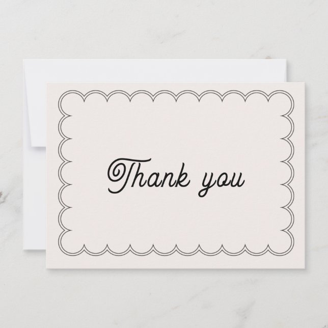 Minimalist Scalloped border Thank you Card (Front)