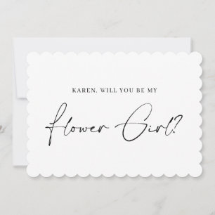 Minimalist scalloped flower girl proposal card