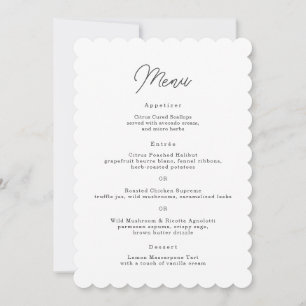 Minimalist Scalloped Script Wedding Menu Card
