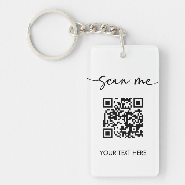 Minimalist Scan Me QR Code Logo Business Card Key Ring (Front)