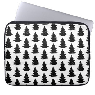 Minimalist Scandinavian Folk Black Tree Forest Laptop Sleeve
