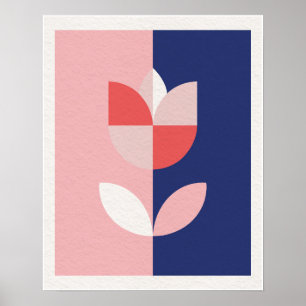 Minimalist Scandinavian Geometric Tulip Flower San Poster